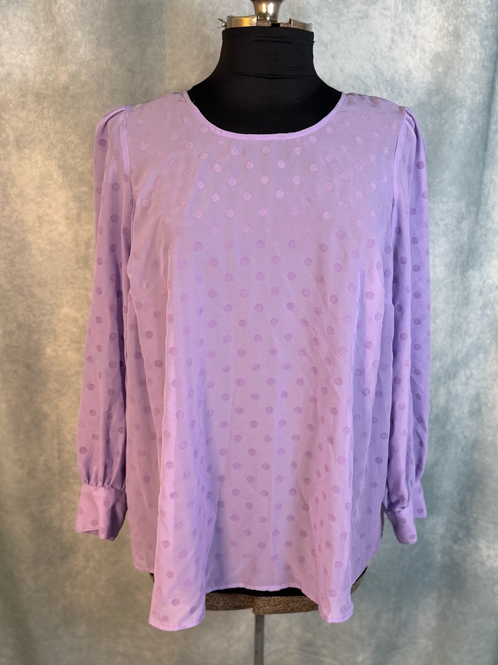 Torrid Chiffon Clip Dot Puff Sleeve Blouse Lavender